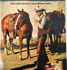 Sombrero de Vaquero Marlboro Country Vintage 1970 Impresión de Revista Cigarrillo Cuerda de Caballo