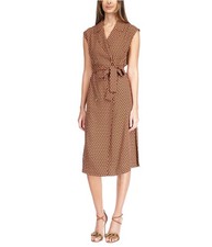 Michael Kors Womens Belted Midi Dress, Multicoloured, X-Small