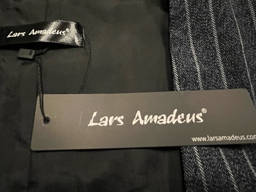 Lars Amadeus Men’s Vest Small Polyester Blue White Pin Stripe - Picture 3 of 6