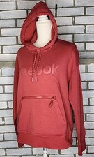 Reebok Hoodie Women's Red Size Small Pullover Embossed Logo Sweatshirt Pockets