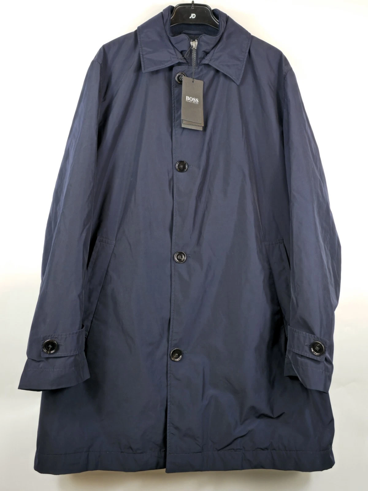 BOSS Danko Men’s Waterproof Wool-Blend Coat – Navy, Size 50