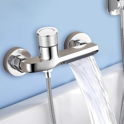 Wasserfall Badewannenarmatur Duscharmatur Thermostat 2 Auslässen, Mischbatter...