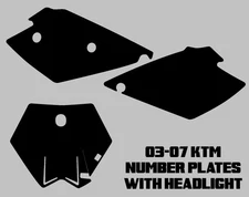 KTM Black Number Plate Backgrounds Graphics 03-07 125 200 250 380 400 EXC SX MXC