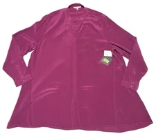 John Mark Women’s 100% Silk Berry Long Sleeve Hidden Button Up Tunic Size Large