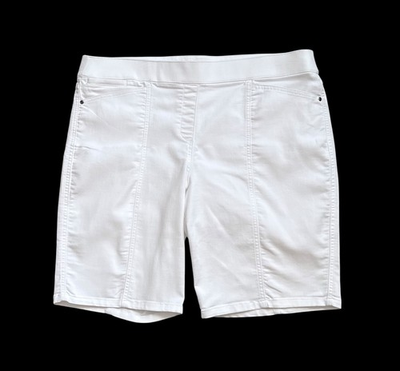 #ad Briggs White Bermuda Shorts Womens Size 16 Stretch Pull On Elastic Waist Casual $14.99