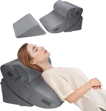 4 Pcs Orthopedic Bed Wedge Pillow Fabric Adjustable for GERD Sleep Back Leg Neck