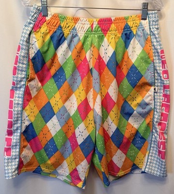 Flow Society Men s Size XL Neo Argyle Lacrosse Shorts Elastic Waist 9  Inseam