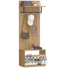 HOMCOM Mobile da Ingresso con Appendiabiti e Panca Scarpiera Rovere e Bianco