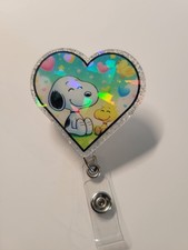 Snoopy Holographic Heart Retractable Badge Reel