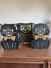 Retro Halloween Black Cat Lantern Trick Or Treat Bucket Owl Container