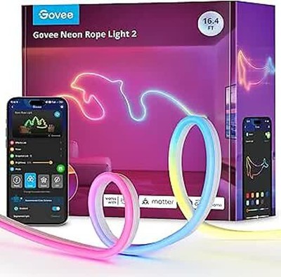 Govee Neon Rope Light 2, RGBIC Neon LED Strip 5m mit Form-Mapping, DIY Design, F