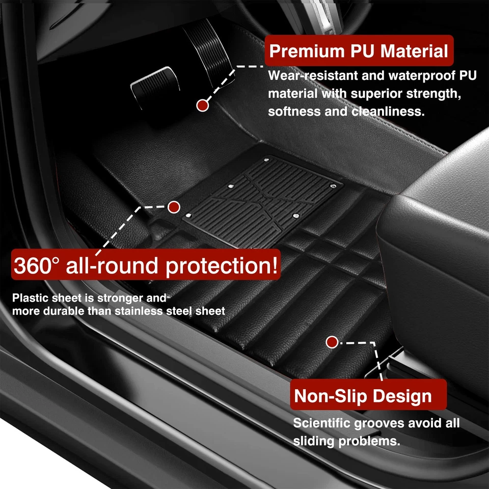 For Hyundai Leather Car Floor Mats Front & Rear Car Liners All Weather Non-Slip - Изображение 3 из 4