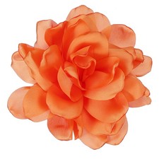 4.7" Silk Satin Flower Brooch Pin Large Peony Floral Lapel Pin Orange