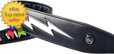 Guitar Strap with Lightning Bolt for Electric Guitars/Bass Leather Adjustable