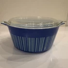 Vintage PYREX Barcode Blue Stripes 474 B 1 1/2 Qt Casserole Dish 1950