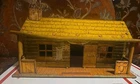 Vintage 1950s MARX Toy BAR-M-RANCH Tin Litho Log Cabin