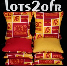 8 CORNHOLE BEANBAGS made w University of Southern California USC TROJANS Fabric