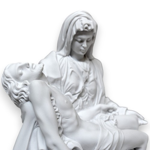 Pieta Michelangelo Sculpture Table IN Marble with Base IN Alabaster H 7cm - Picture 2 of 5