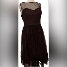 Eliza J Plum Purple Mesh Flare Dress Sz M
