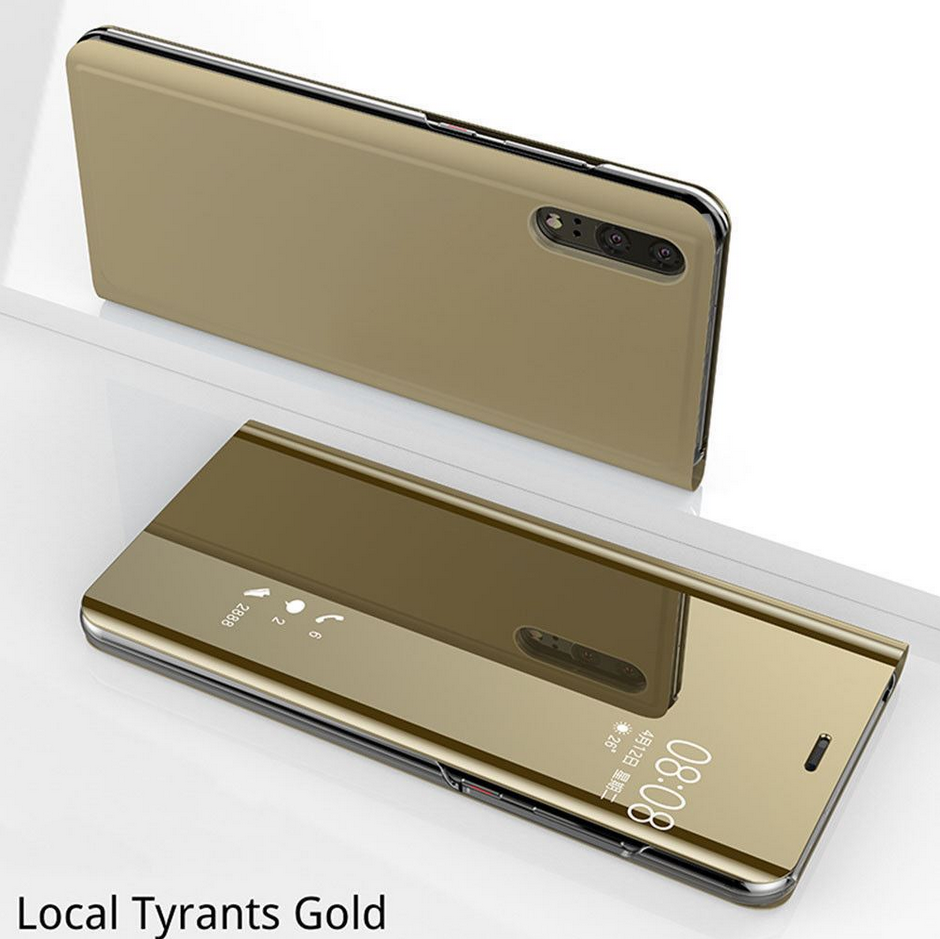x Clear View Standing Cover Flip Custodia Protezione 360° Huawei P20 Specchio