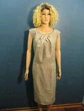 plus size 24W gray lined pleated bust zip up dress by STUDIO I