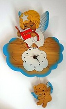 OROLOGIO IN LEGNO FIABE ANGELO BLU BARTOLUCCI CON PENDOLO 38 X 23 CM