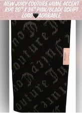 NEW Juicy Couture Home Accent Rug 20 X 34in Pink/Black Script Logo