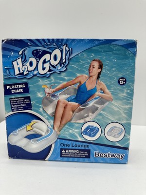 NIB H2O Go Floating Chair Pool Lounger With Cup Holder Adjustable Back Rest 32''