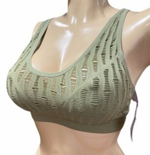 Victorias Secret Sport Strappy Seamless Unlined Bralette Sports Bra Green New