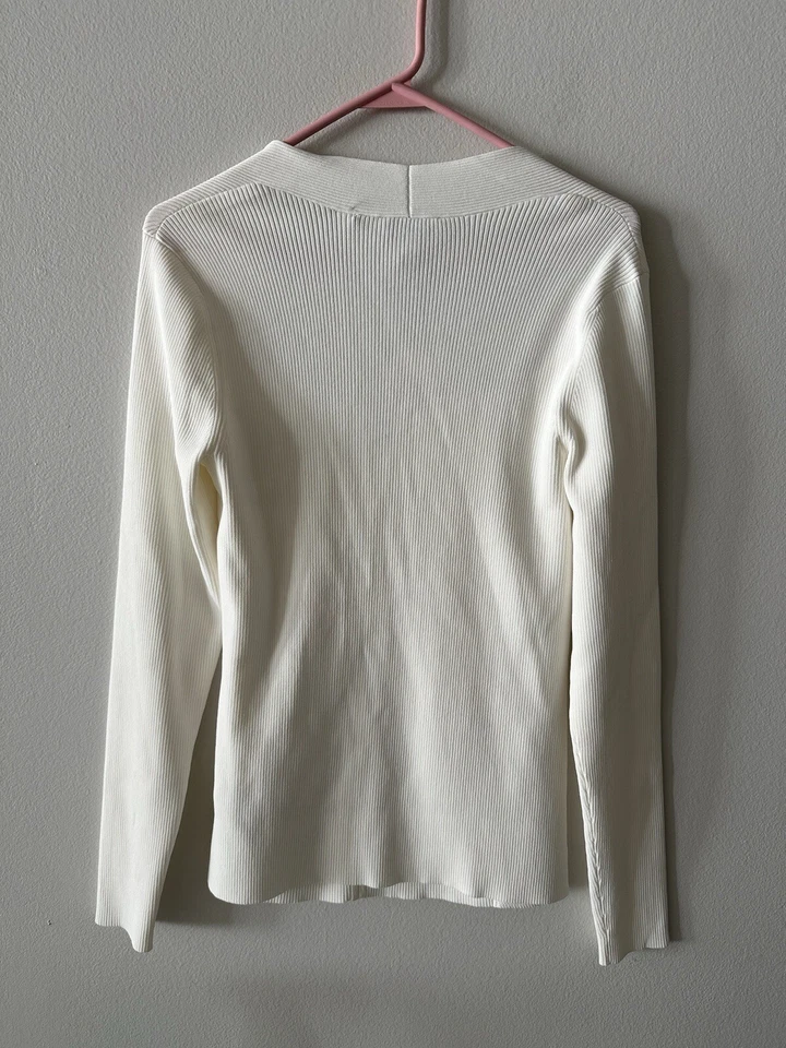 Suéter tejido Ted Baker con etiquetas talla 4 blanco acanalado elástico Sweethe G1N Foto 2 de 4