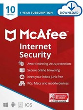 McAfee Internet Security 10 Devices, 1 Year Suscription.