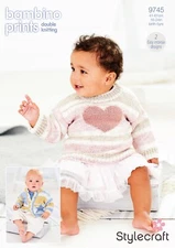 STYLECRAFT 9745 CARDIGAN & SWEATER Knitting Pattern DK 16"-24" 41cm-61cm 0-5 Yrs