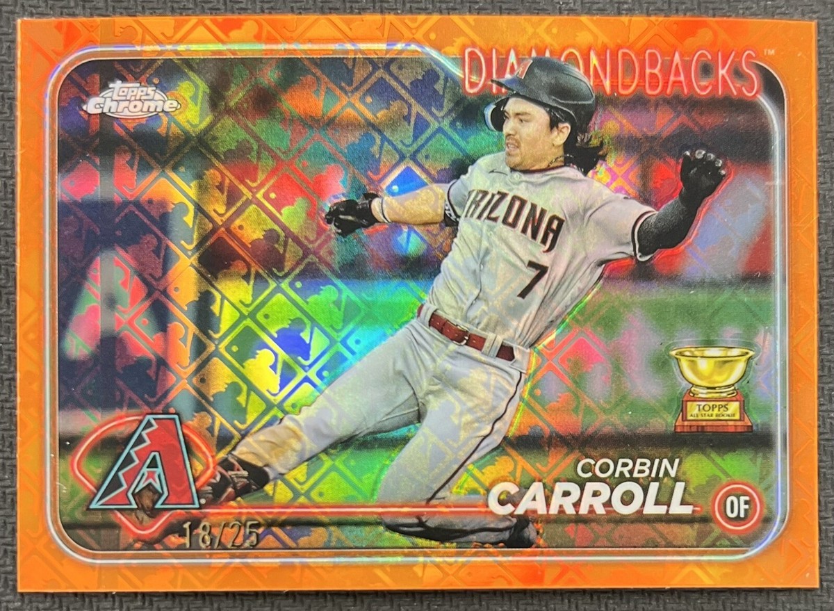 Corbin Carroll 2024 Topps Chrome Orange Refractor Logofractor /25 