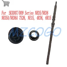 For SKX007 NH35 NH36 7S26 Watch Crown Matte Black Signed ‘S’ Mod Parts 2 Gaskets