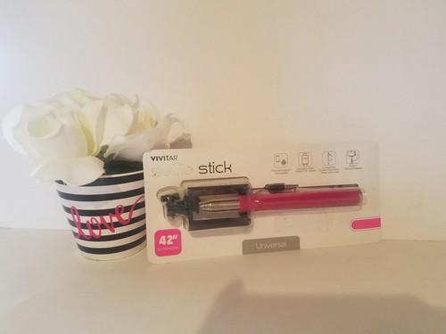 NEW Vivitar Selfie Stick Built-in Shutter Release 42 in Universal PINK New - Picture 5 of 9
