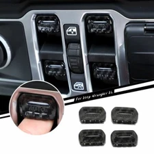 Carbon Fiber Window Control Switch Button Cover Trim For Jeep Wrangler JL JT 18+