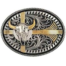 Montana Silversmiths 'SOUTHWEST MIGHTS' ACTITUD HEBILLA DE CINTURÓN con calavera filigrana