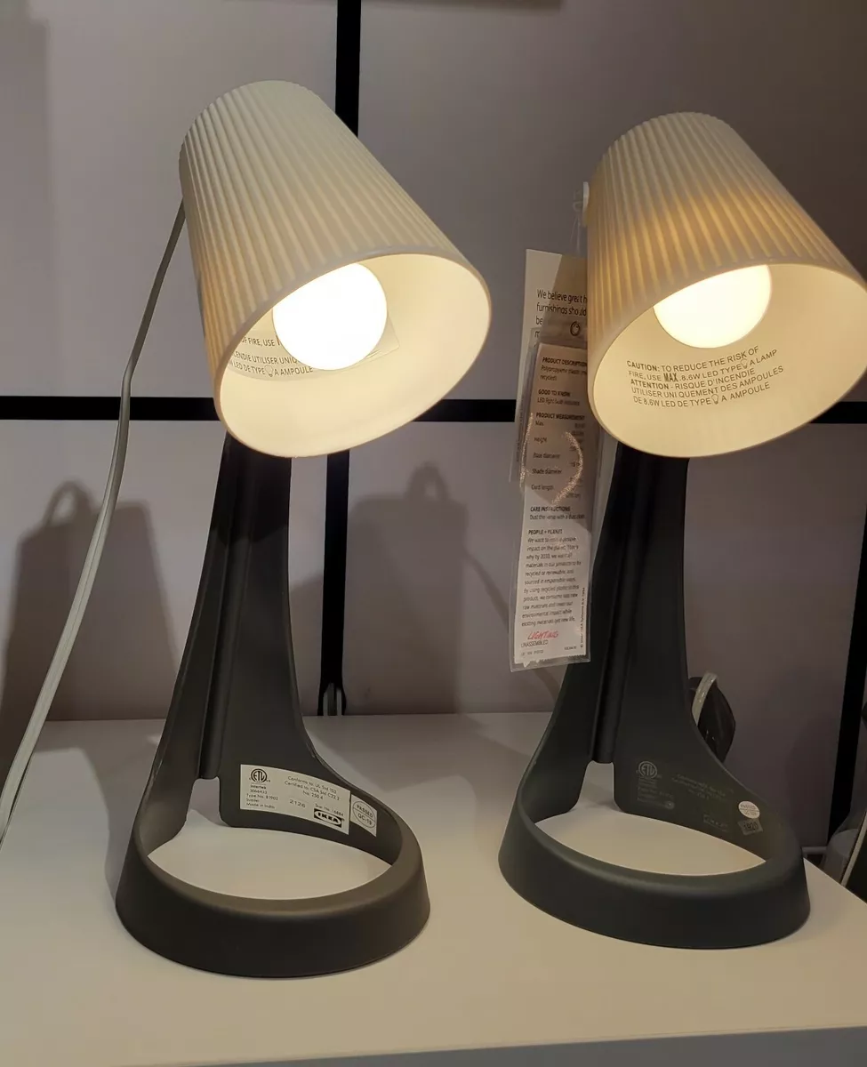 Ikea SVALLET Table Work Lamp Dark Gray White Lightweight New