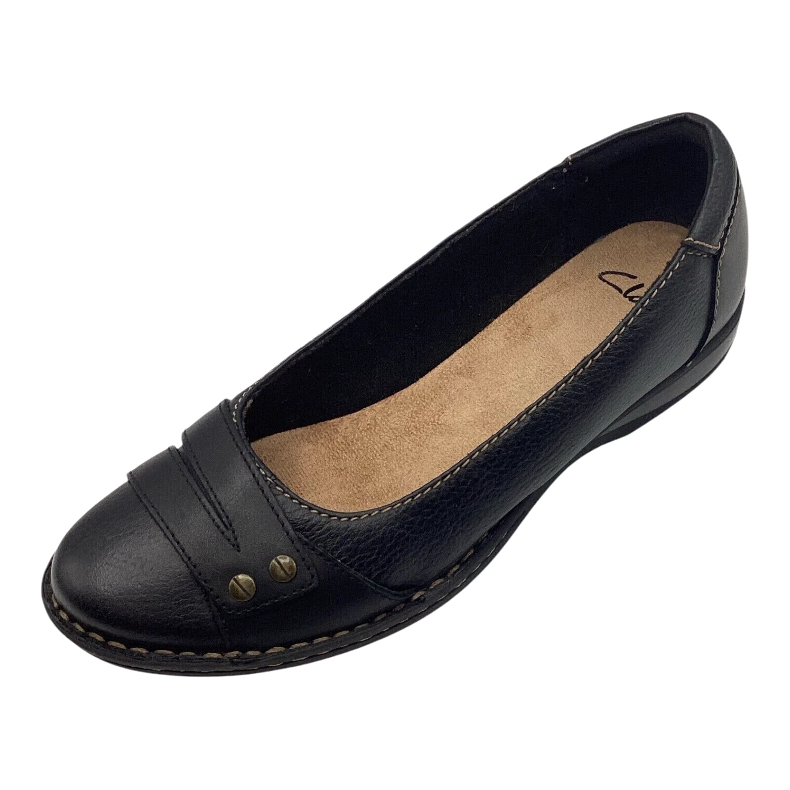 Scarpe basse Clarks donna Pegg Abbie nere in pelle taglia UK 4 5D usate