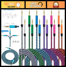 6 Pack 10ft AUX Cord, Braided 3.5mm Stereo Audio Cable for Car Headphones