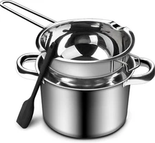 1000ML/1QT Double Boiler Chocolate Melting Pot with 2.3 1000ml+2200ml, Silver 