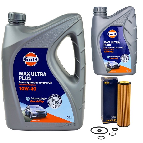 MotoröL Set Gulf Max Ultra Plus 10W-40 6 Liter + ÖLfilter FüR Mercedes-Benz SLK-image
