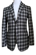  8995 Kiton Cashmere Sport Coat Jacket Blazer Black/White 40S US/50S Eu
