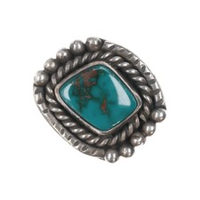 sz8 Vintage Native American sterling ring with nice turquoise