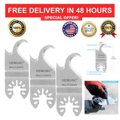 3PCS Oscillating Multitool Hook Knife Blades for Cutting Roofing Shingles, PVC,