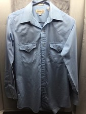 Sheplers western shirt pearl snap blue 14 1/2 , 32 length