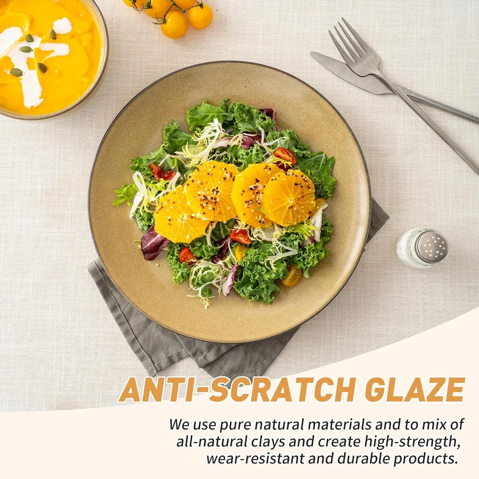 Plates and Bowls Sets 12 Pcs Modern Stoneware Dinnerware Set for 4 Kitchen Dinne - Image 4 of 4