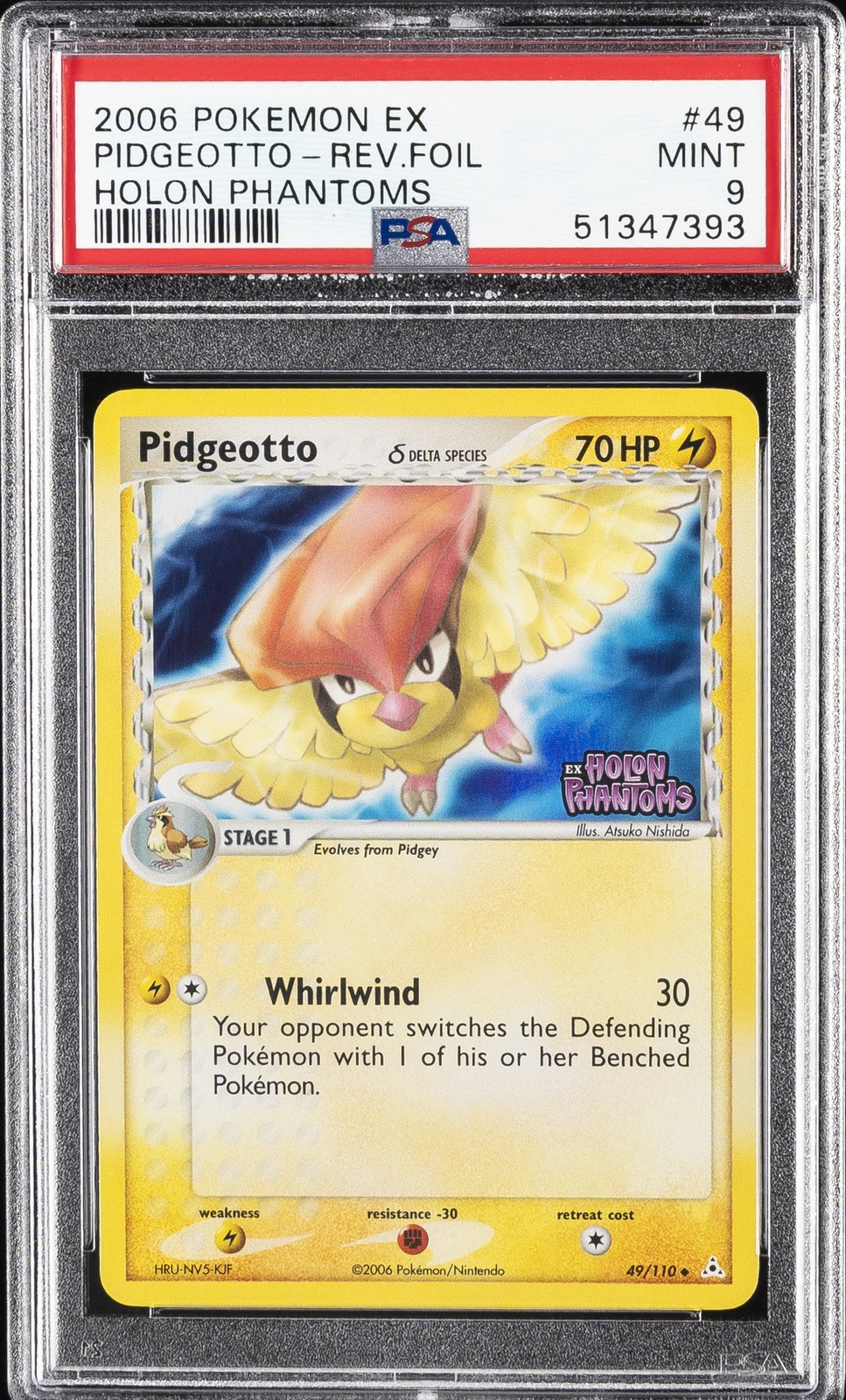2006 POKEMON EX HOLON PHANTOMS #49 PIDGEOTTO-REVERSE FOIL PSA 9