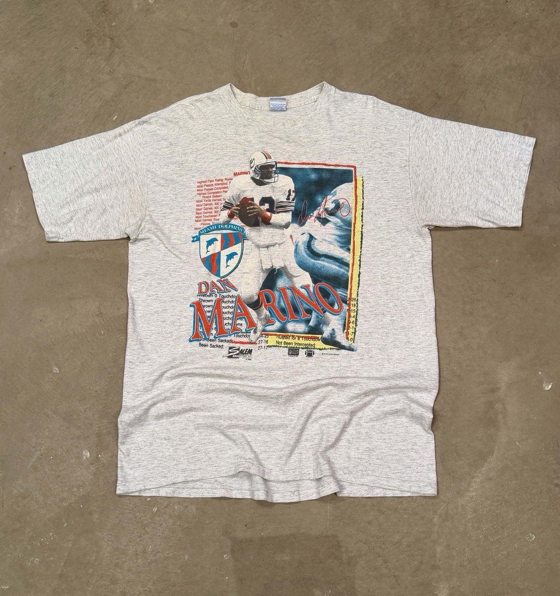 Vintage 1990 Salem Sportswear NFL Miami Dolphins Dan Marino T