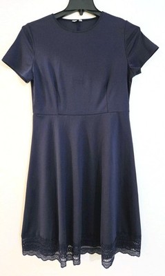 MEA EOR Women's Dress Size L Navy Blue Short Sleeve Dress Excellent Pre-owned 